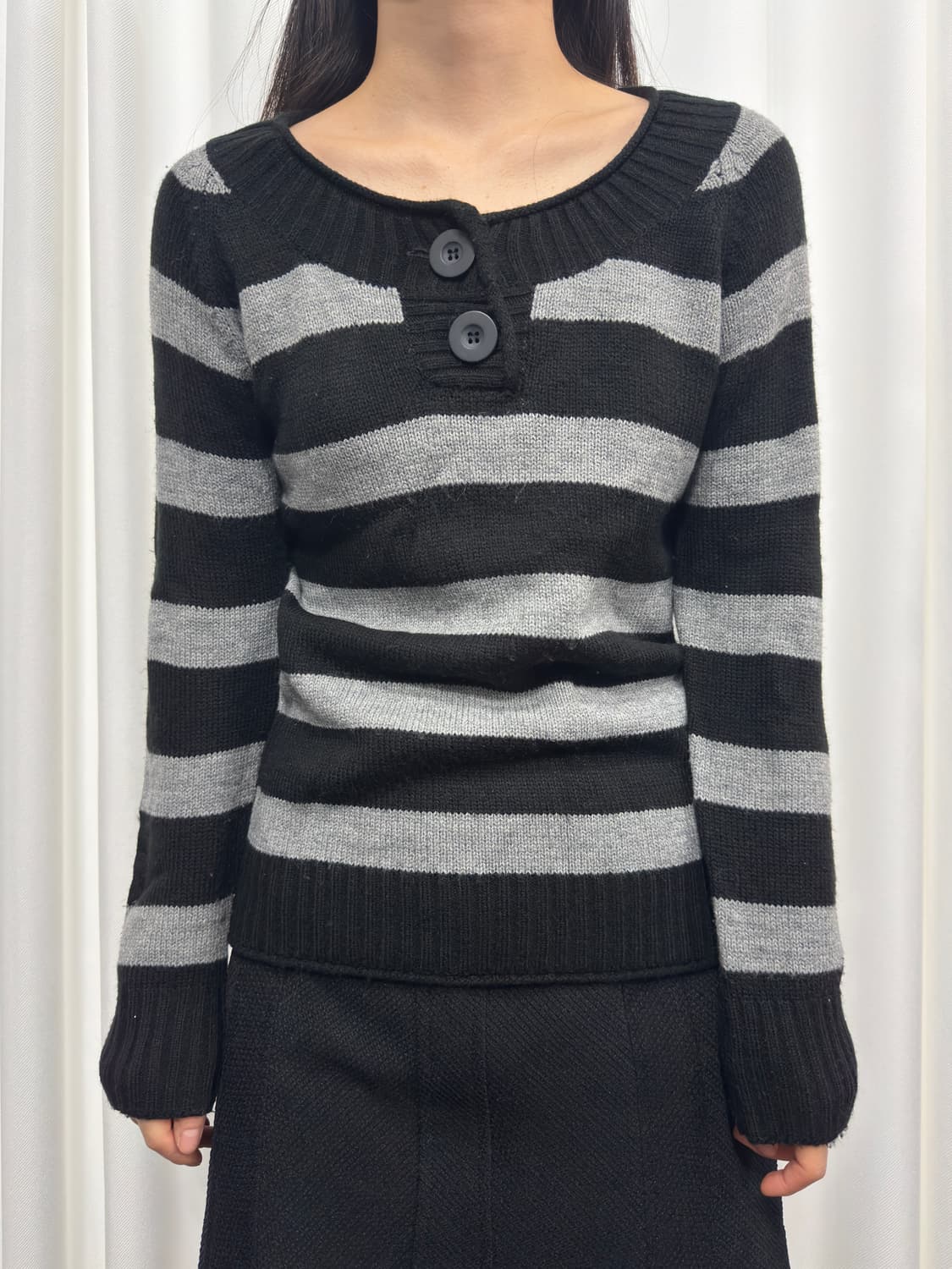 stripe button knit 상품이미지1