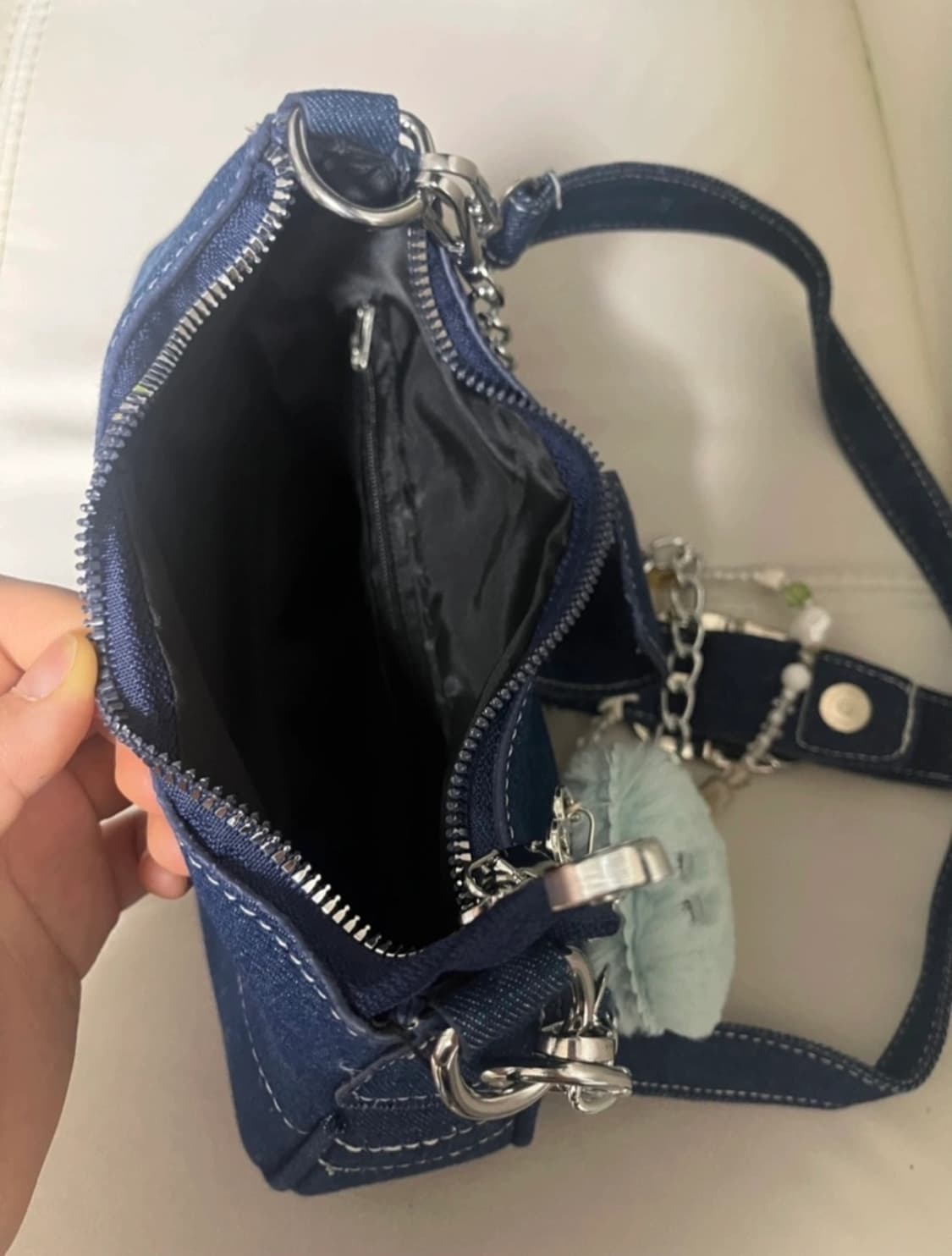 새상품) 홍대 빈티지 커스텀 데님 숄더백 상품이미지3