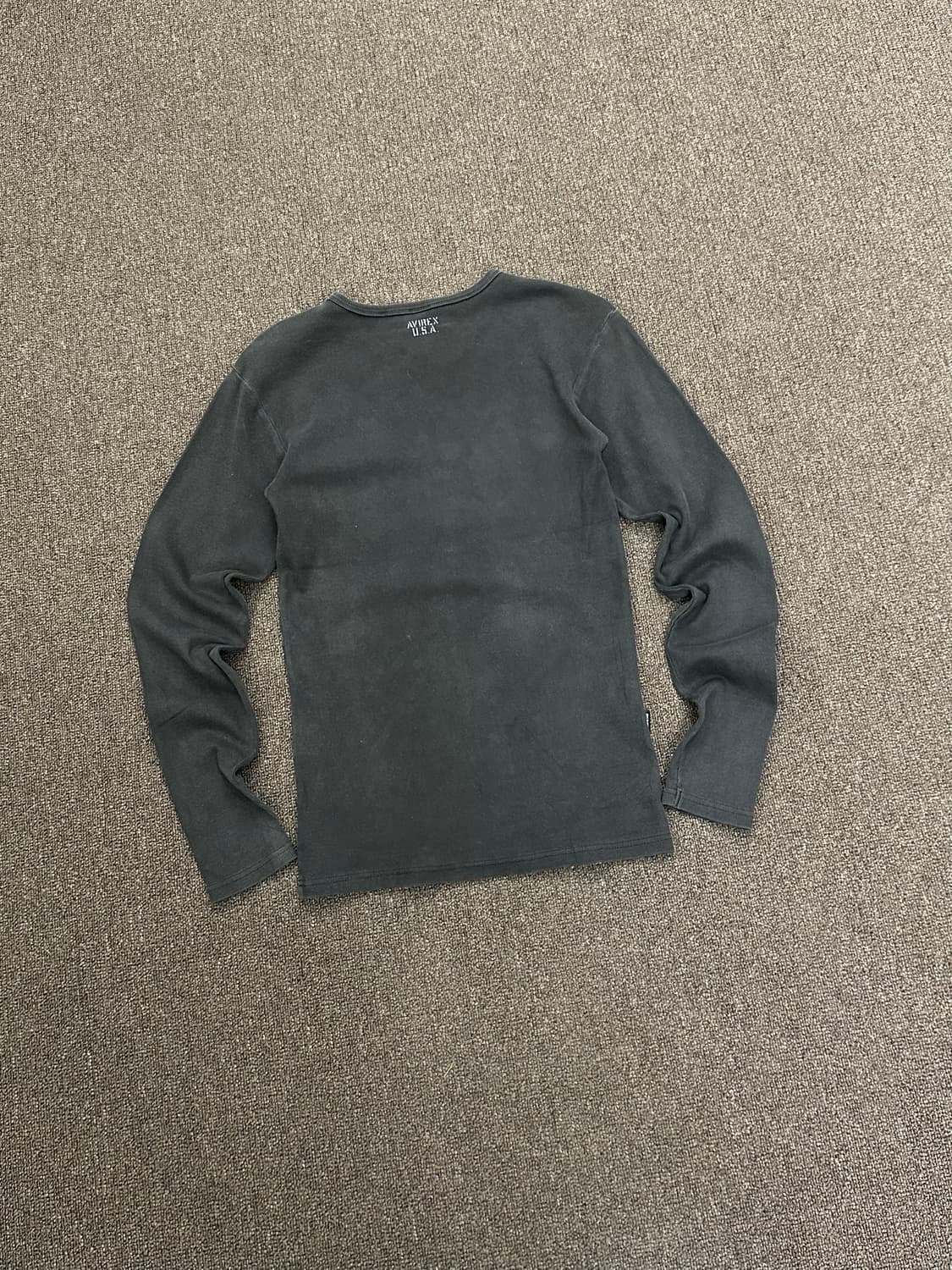 M)Avirex 빈티지 v넥 차콜 골지 롱슬리브 상품이미지5