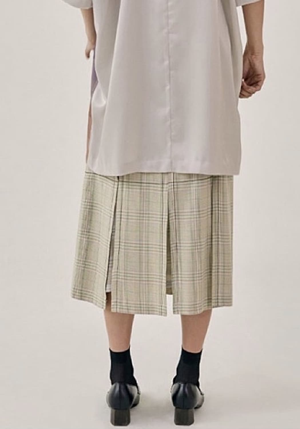 로우클래식 슬릿 스커트 그린체크 M 상품이미지3