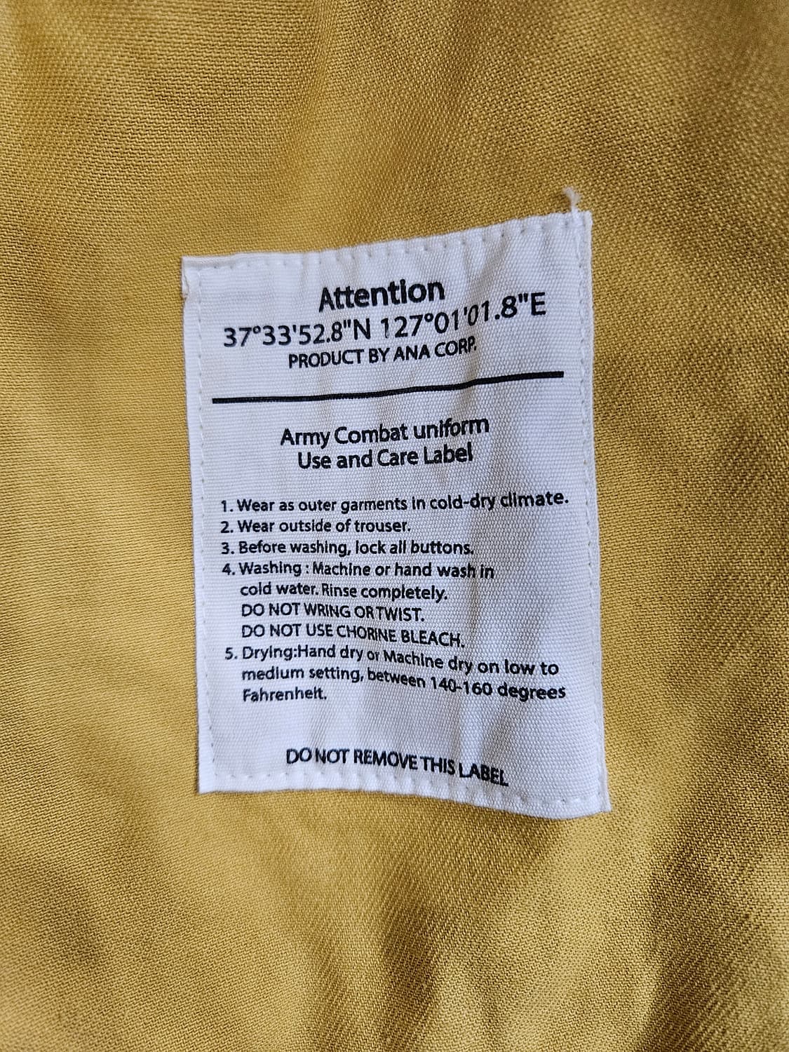 ATTENTION 옐로우 남성 세미오버핏 95~100 데님자켓 상품이미지10