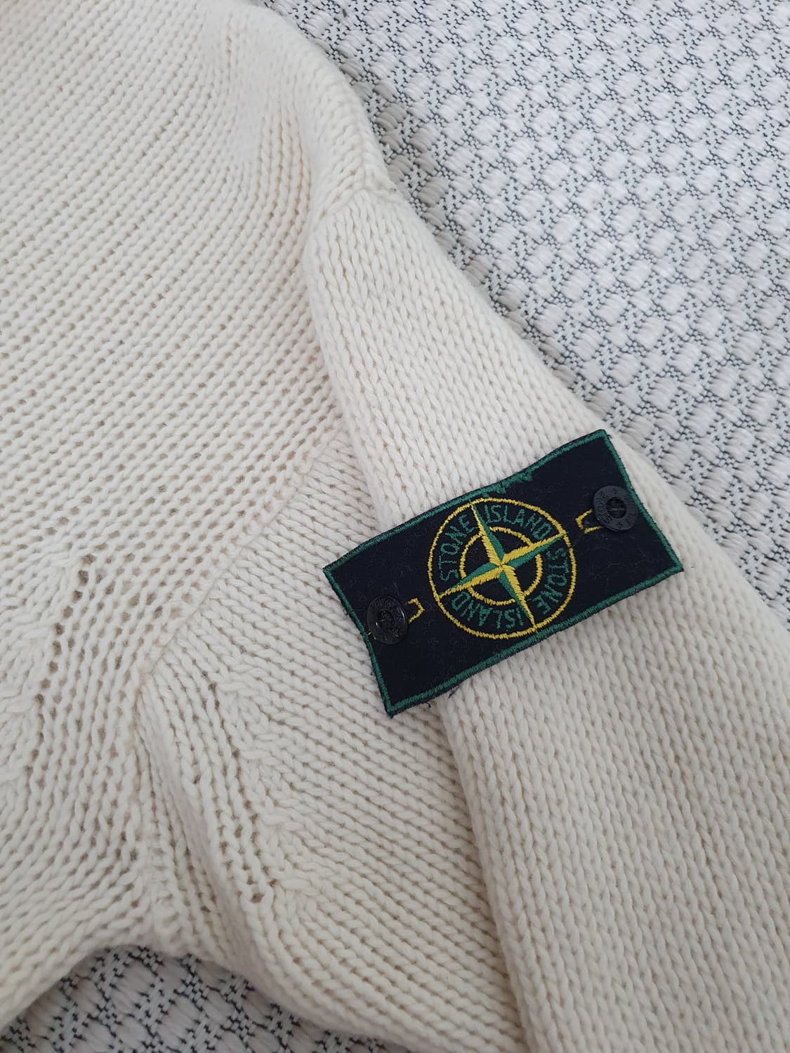 95AW 스톤아일랜드 그린 엣지 네이벌 롤넥 베이지 니트 상품이미지6