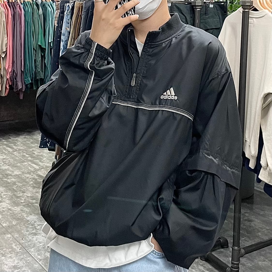 아디다스 블랙 2 in 1 아노락 상품이미지1