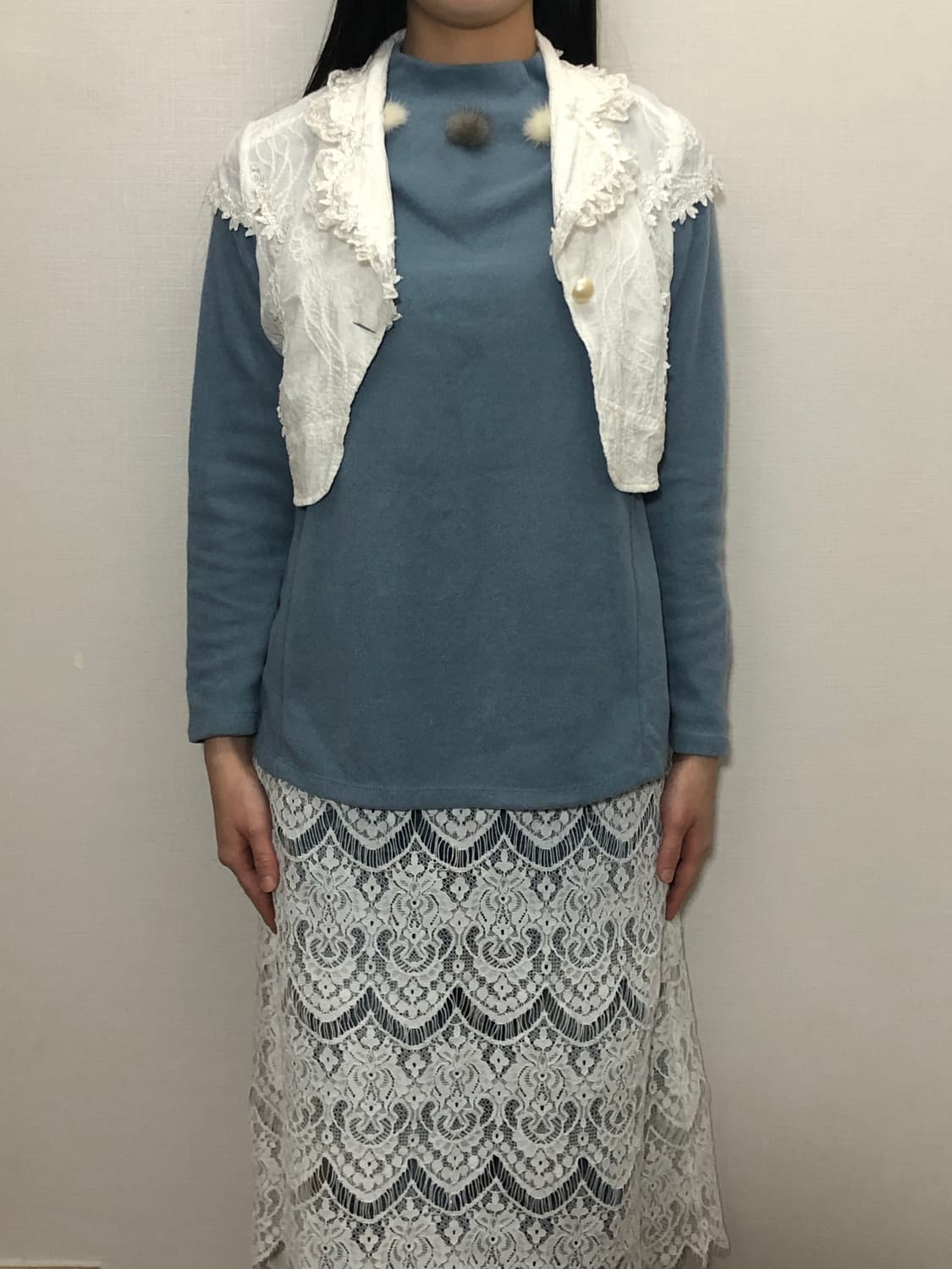 빈티지 화이트 레이스 크롭 자켓 상품이미지3