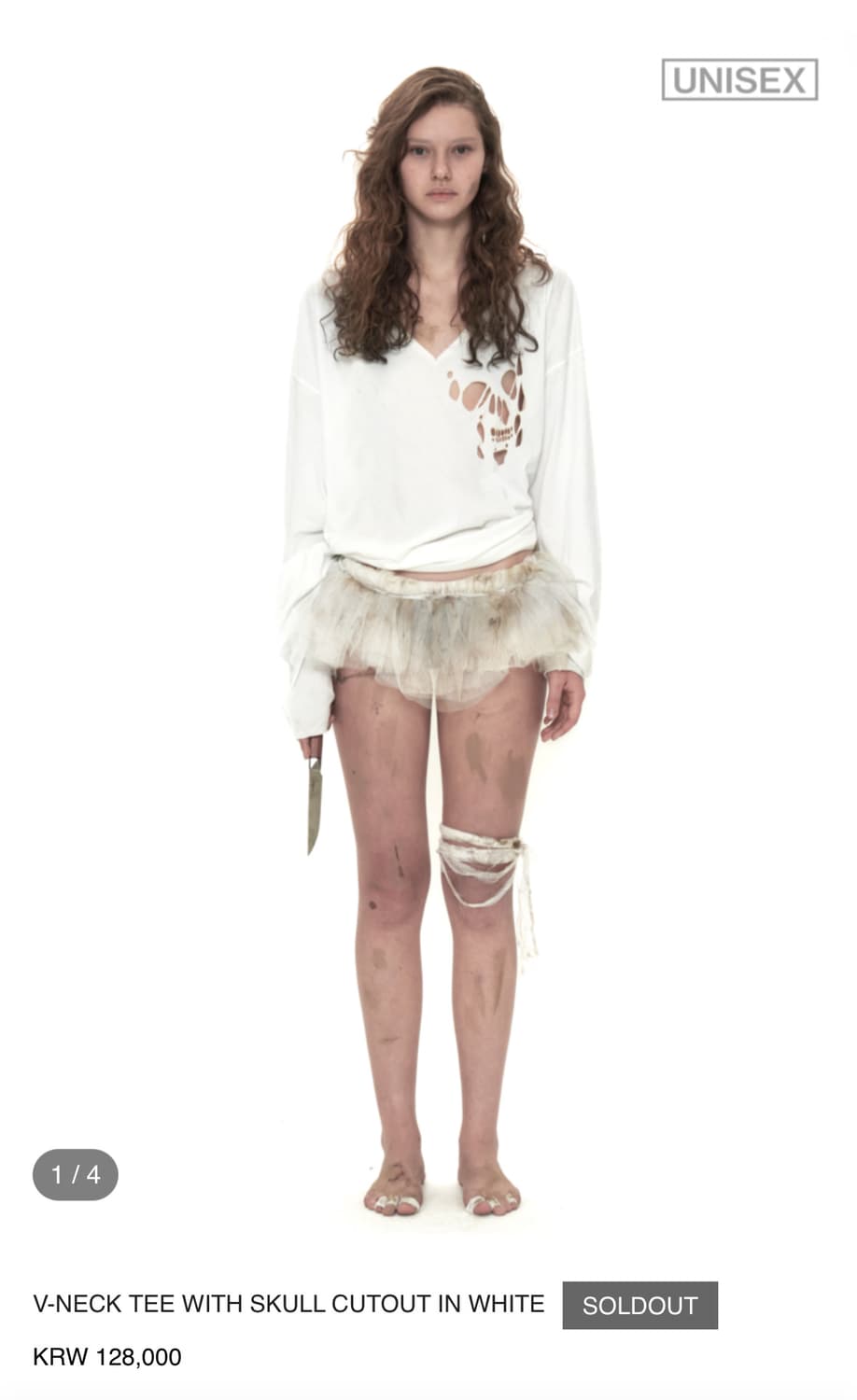 604service V-NECK TEE WITH SKULL CUTOUT 상품이미지1