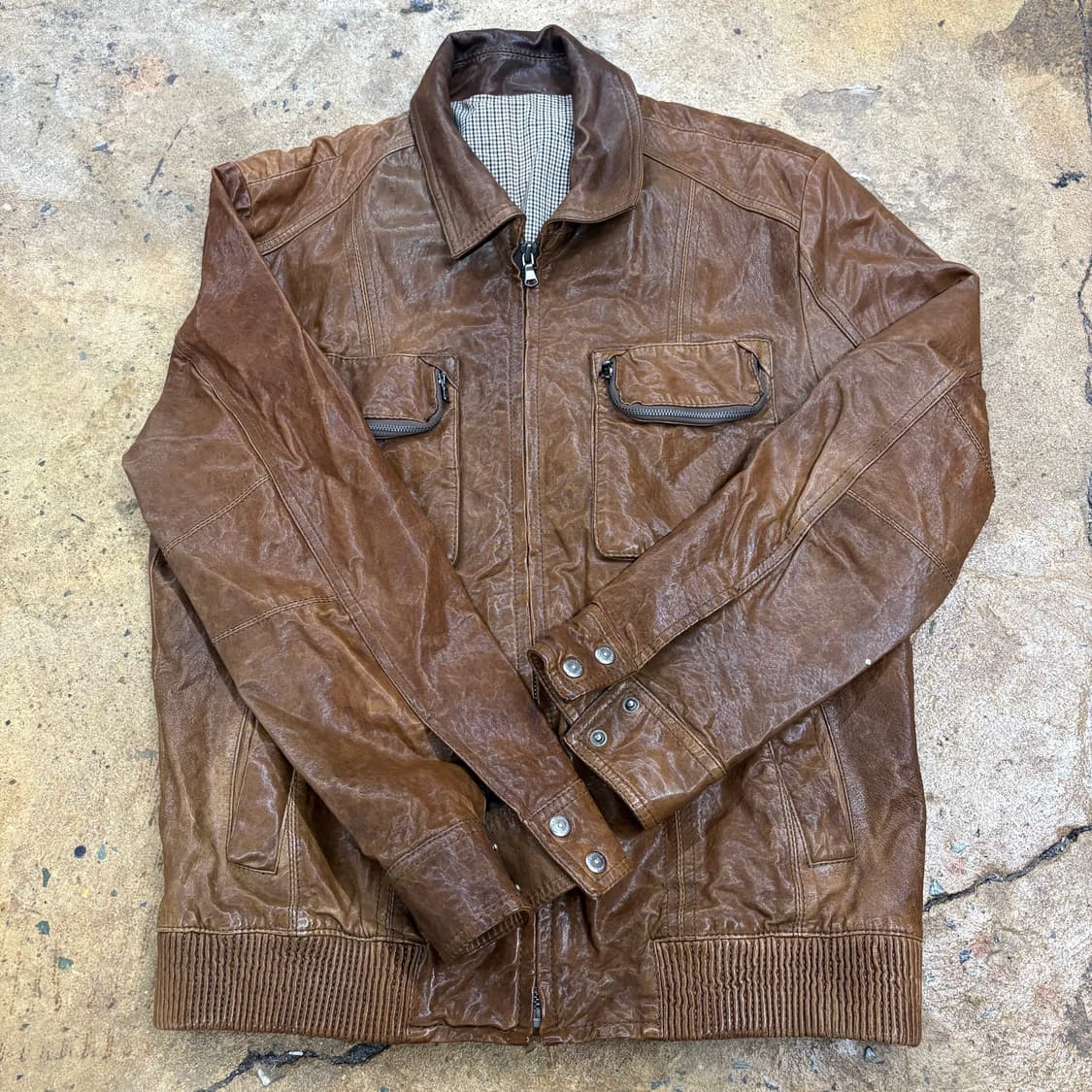 [정품/100] 빈티지 브라운 양가죽 자켓 b16 상품이미지2