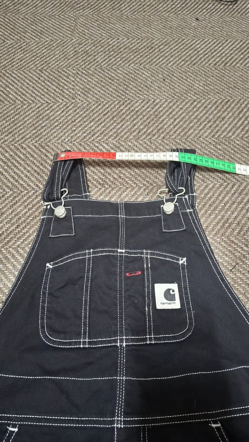 XS) 칼하트 WIP 멜빵 롱스커트 블랙 화이트스티치 오버롤 원피스 워크 상품이미지3