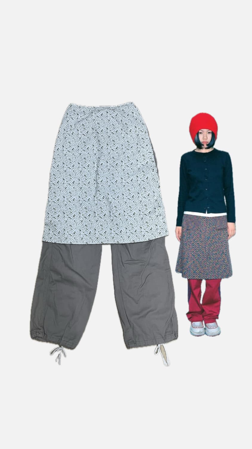 하라주쿠 스커트 카고팬츠 세트 상품이미지1