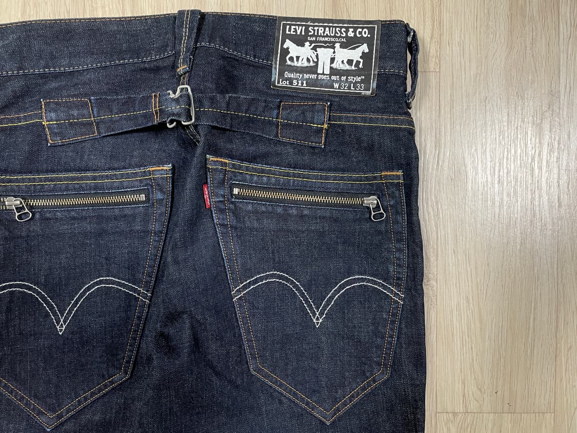 32) 00's 리바이스 재팬 511 슬림핏 신치백 진청 데님팬츠 상품이미지9