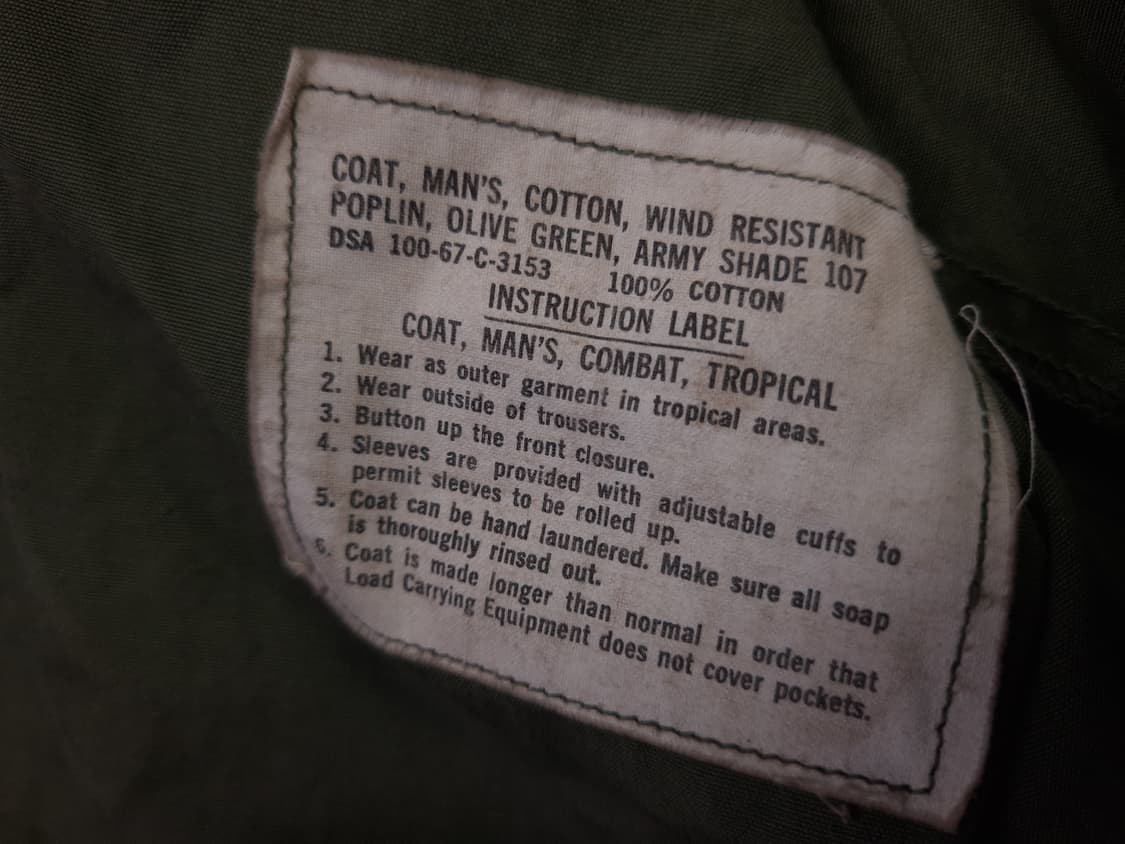 오리지날 60's 베트남전 포플린원단 정글 퍼티그 상품이미지3