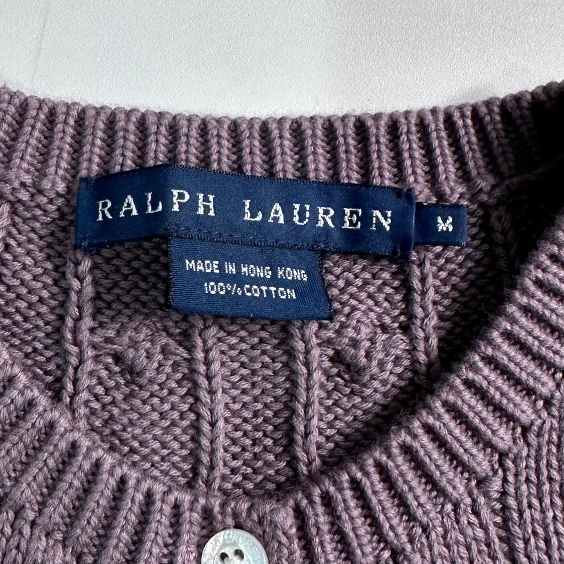 폴로 랄프로렌 퍼플 유넥 케이블 니트 가디건 상품이미지5