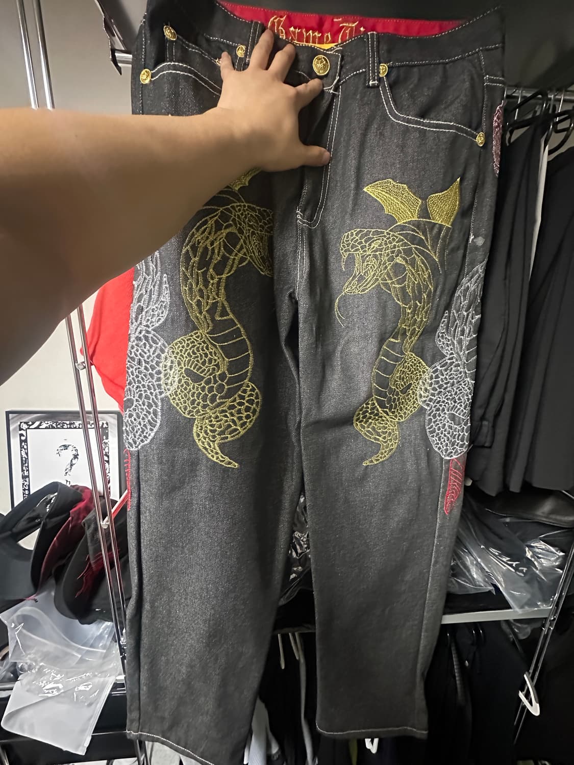 자수 스네이크 팬츠 상품이미지1