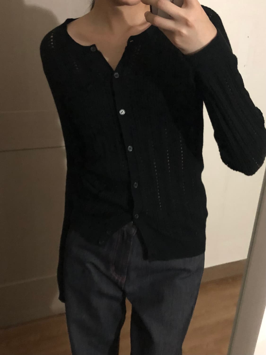 펀칭 가디건 블랙 상품이미지2