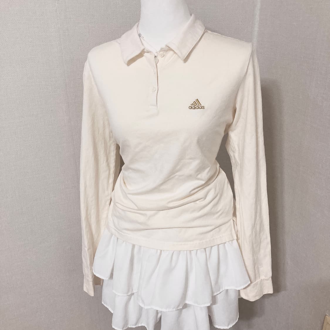 아디다스 아이보리 카라 긴팔티셔츠 L 상품이미지1