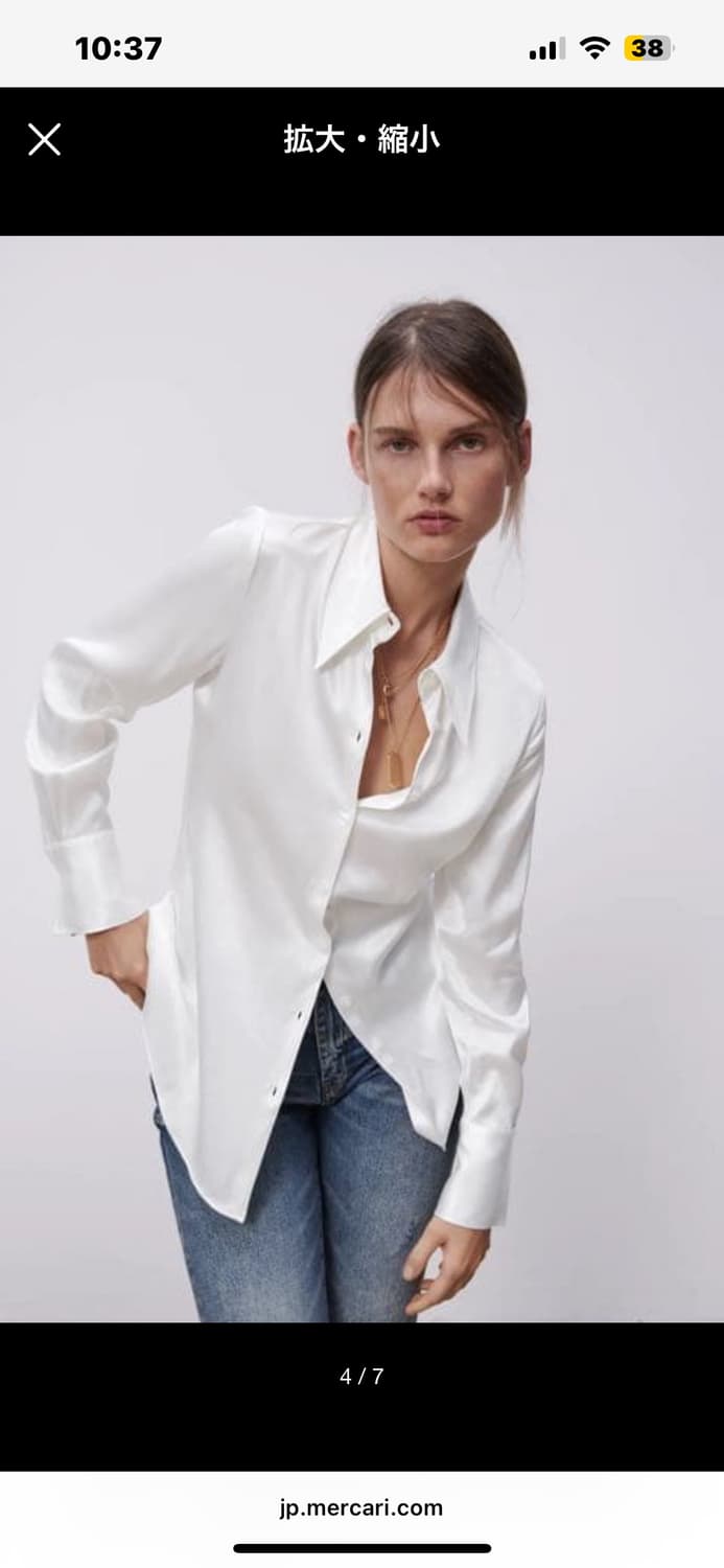 [새상품] 자라 - 화이트 새틴 셔츠 s 상품이미지1