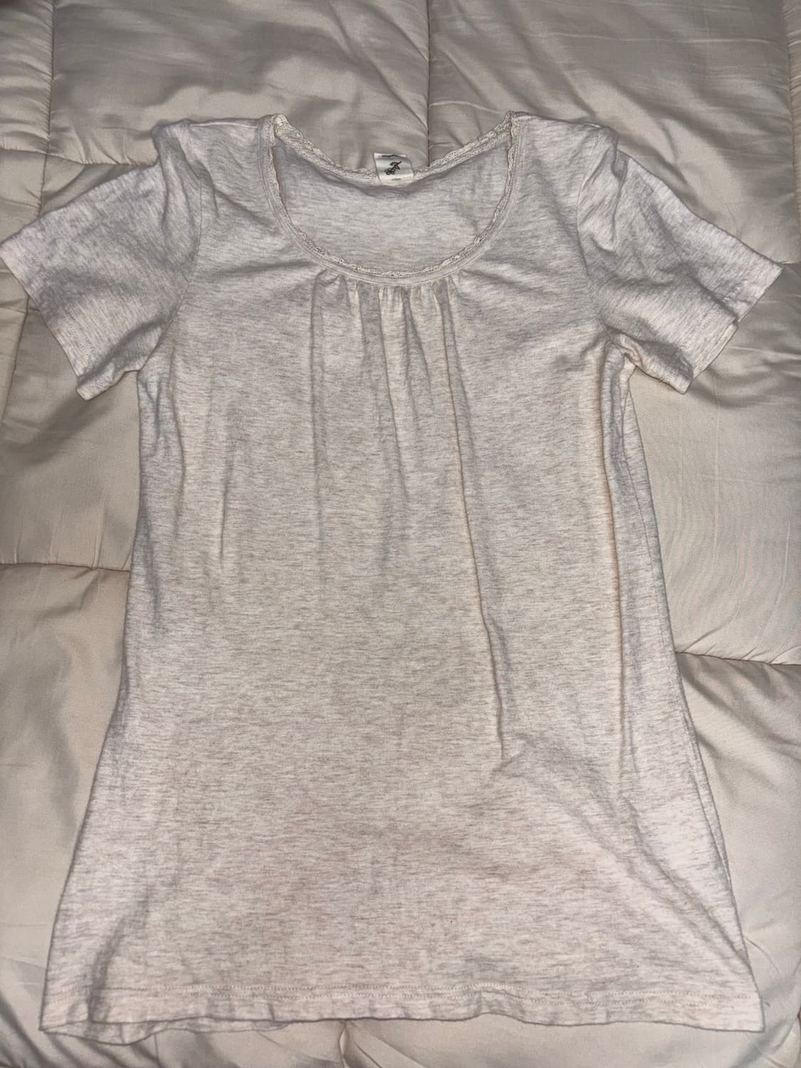 모리걸 오트밀 레이스 반팔 상품이미지1