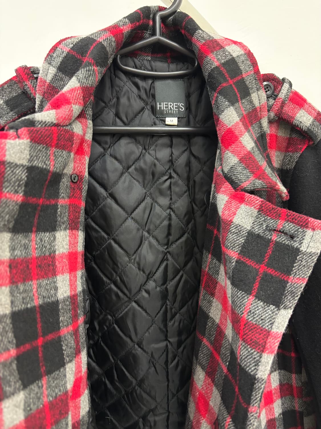 빈티지 레드 체크 하프 코트 상품이미지10