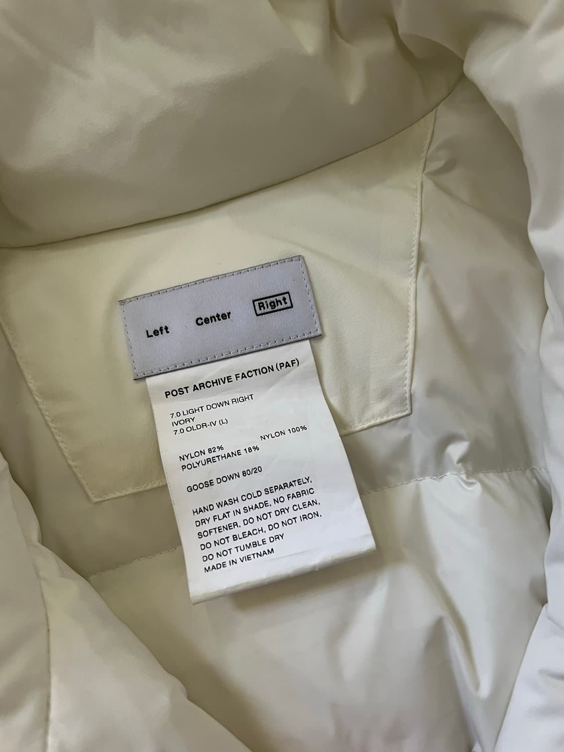 (L) PAF 7.0 라이트 다운 패딩 아이보리  상품이미지2