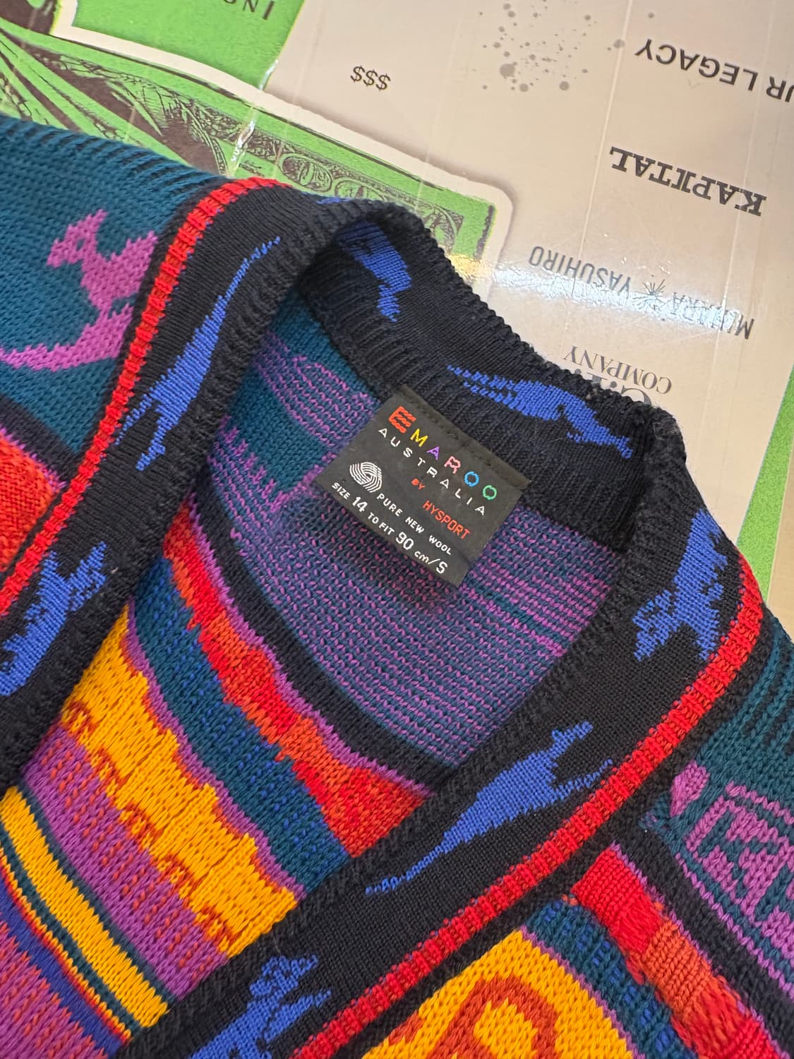 이마루 오스트레일리아 패턴 니트 베스트 상품이미지4