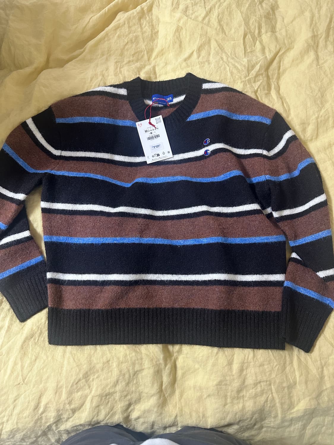 챔피온 X 자라 스트라이프 패치 스웨터 M 상품이미지1