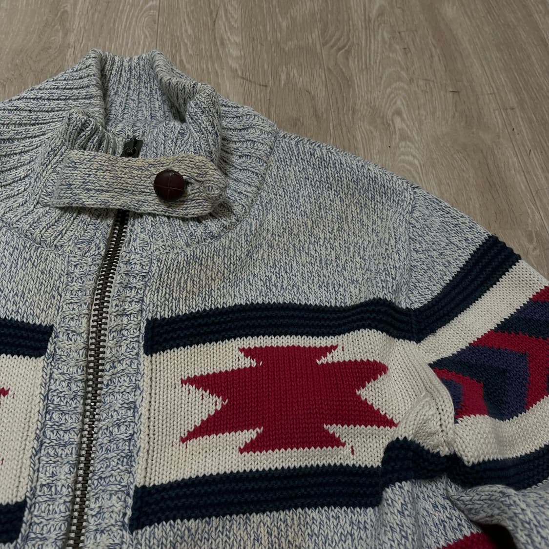 빈티지 Superdry 아즈텍 코위찬 니트 집업 가디건 M/95 상품이미지3