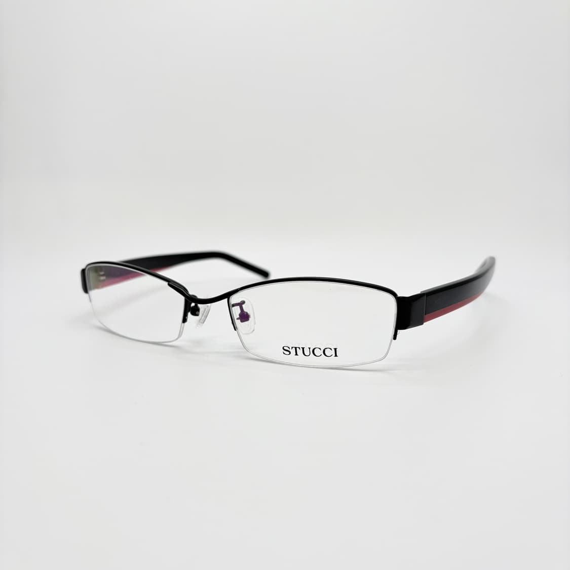 STUCCI 블랙 스퀘어 반무테 빈티지안경 상품이미지1