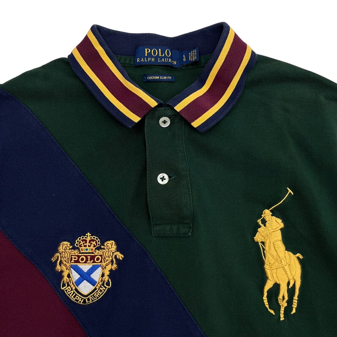 폴로 랄프로렌 골드 빅포니 배색 카라 반팔 L 상품이미지4