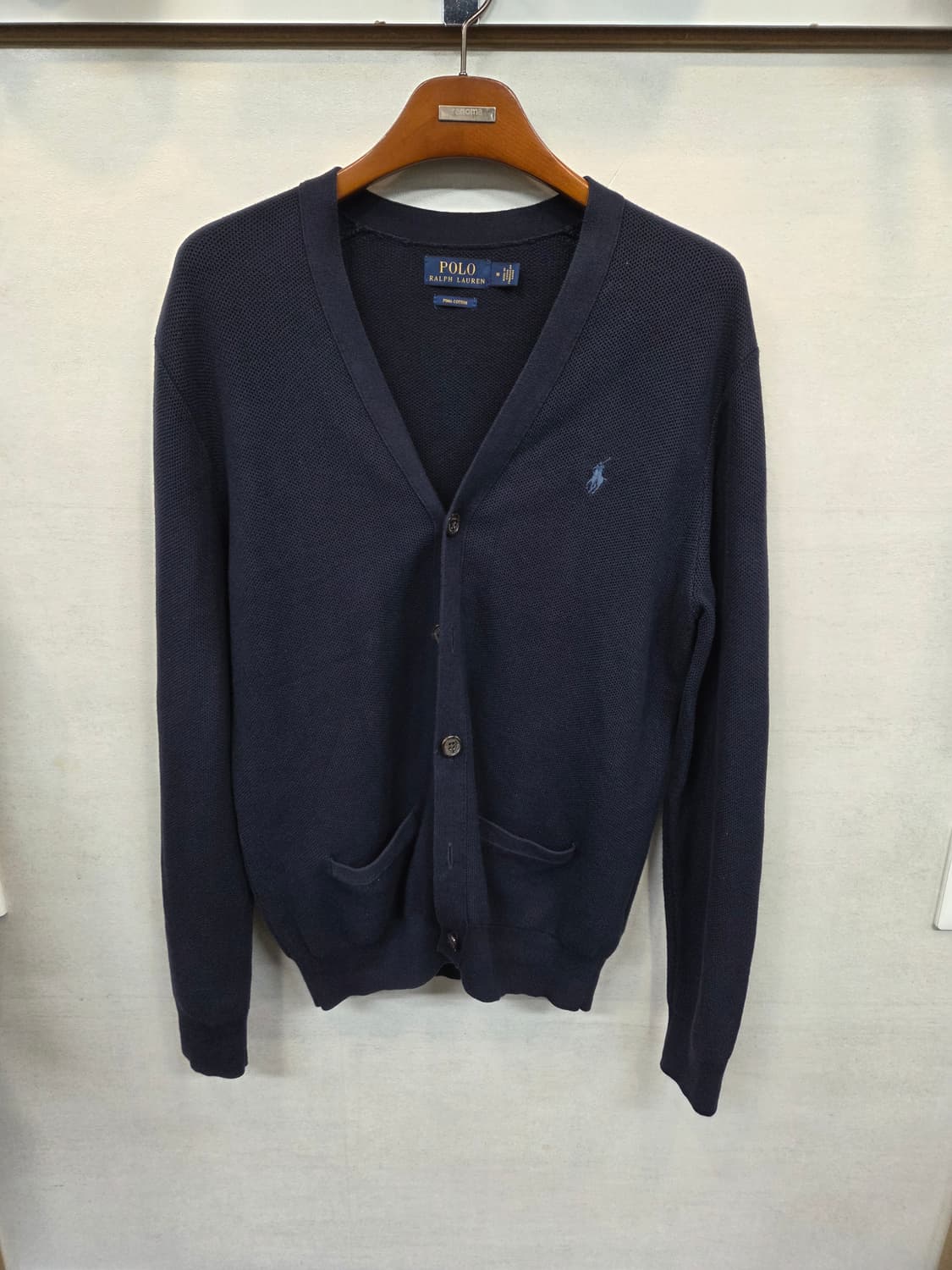 폴로랄프로렌 피마코튼 와플 가디건 m 다크네이비  상품이미지1