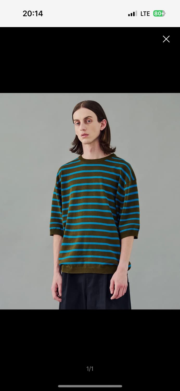 로드존그레이 stripe crewneck knit olive 상품이미지1