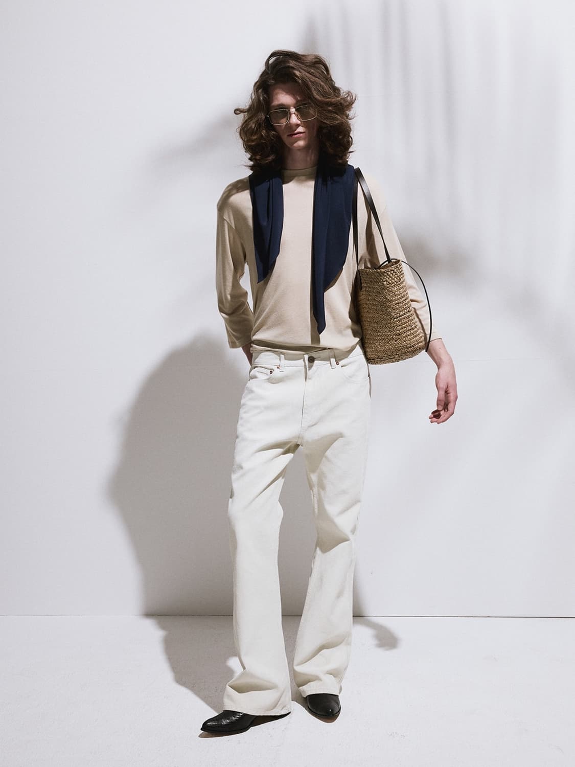 렉토 26SS 빈티지 페인티드 플레어 팬츠 에크루 상품이미지1