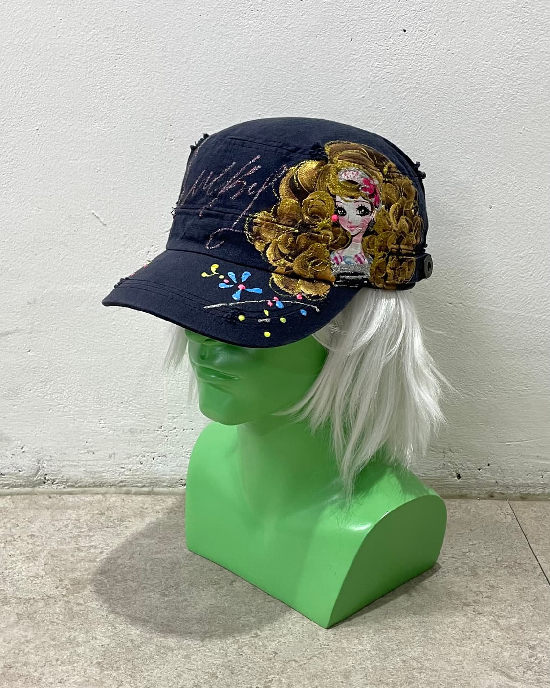 girl-printed navy cap hat  상품이미지1