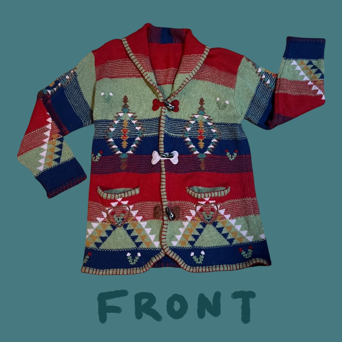 산장소녀코어! 히피 패턴 무지개떡 가디건 상품이미지2