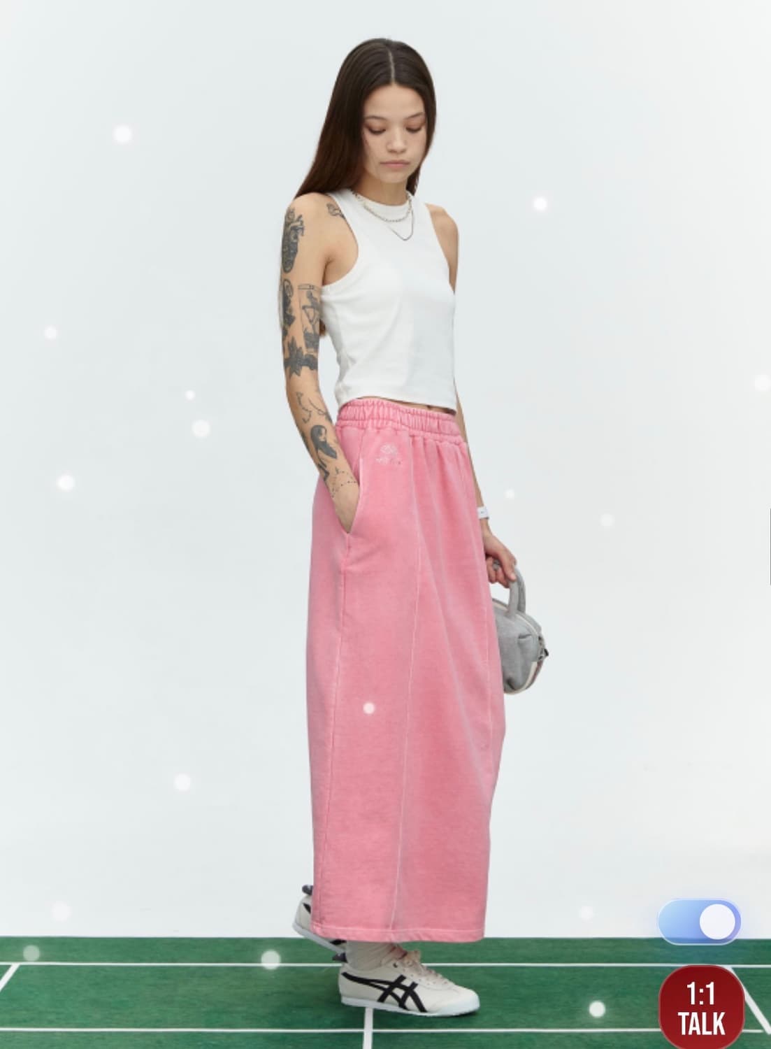 미나수 피그먼트 롱 스커트 (핑크) 상품이미지4