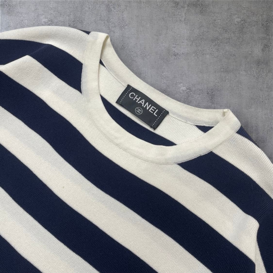 샤넬 Chanel 네이비 스트라이프 반팔 니트 M 상품이미지3