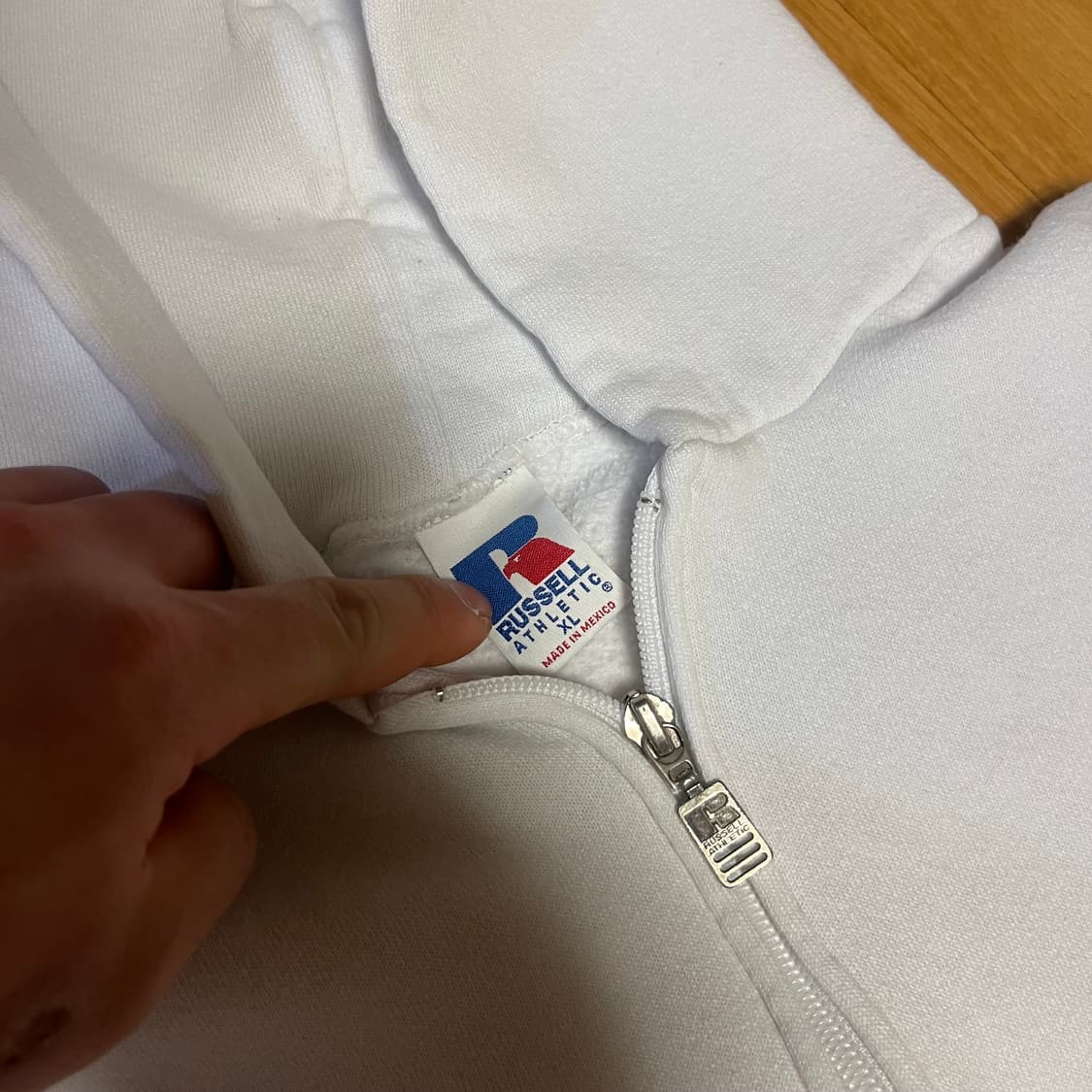 [XL] 90s 빈티지 러셀 후드집업 화이트 상품이미지4