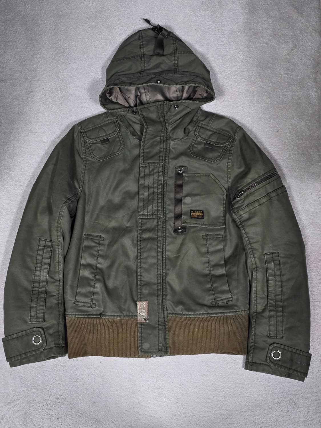 G-STAR RAW 지스타로우 카키색 후드 봄버 자켓 S 상품이미지2