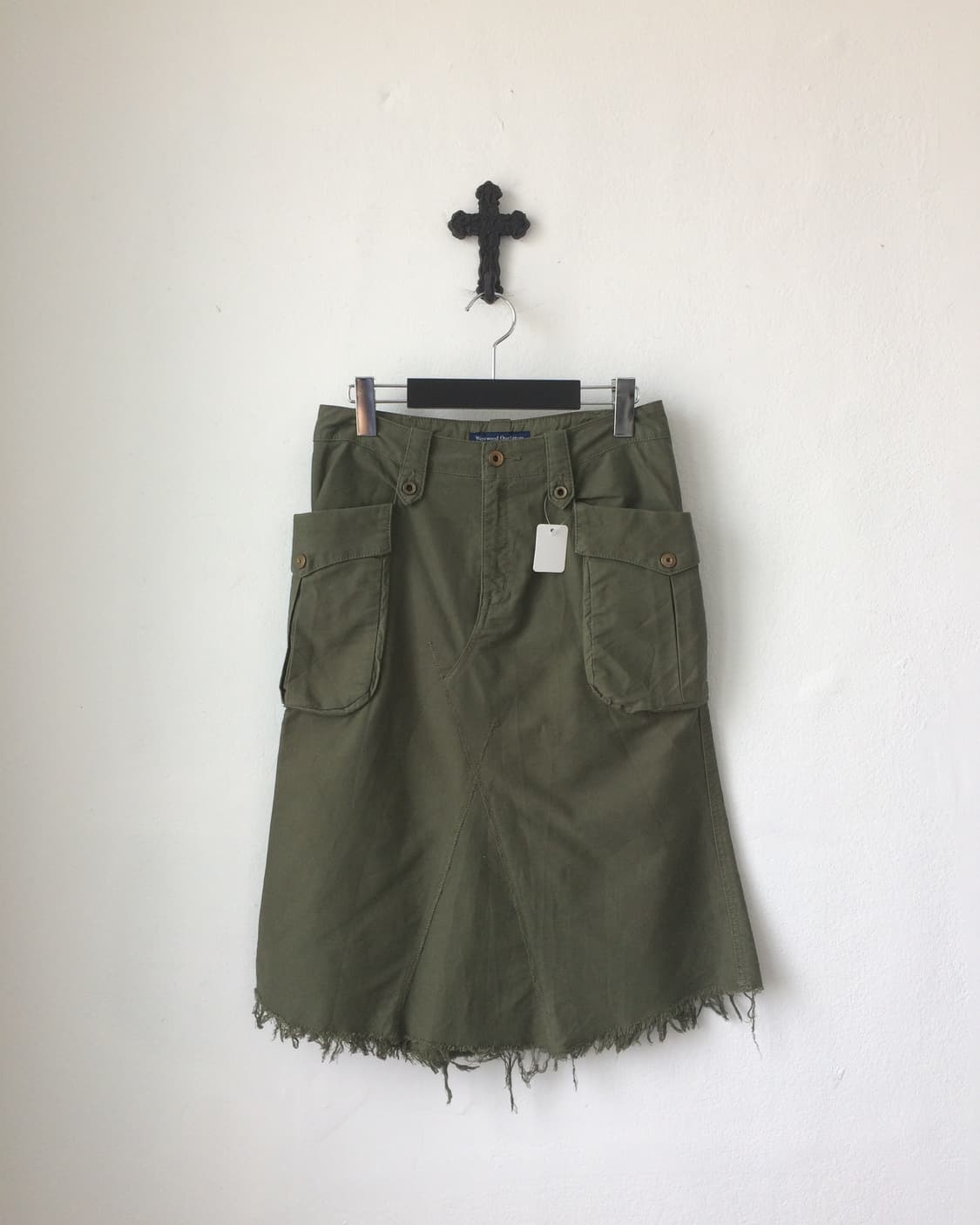 Out pocket point fringe midi skirt 상품이미지2
