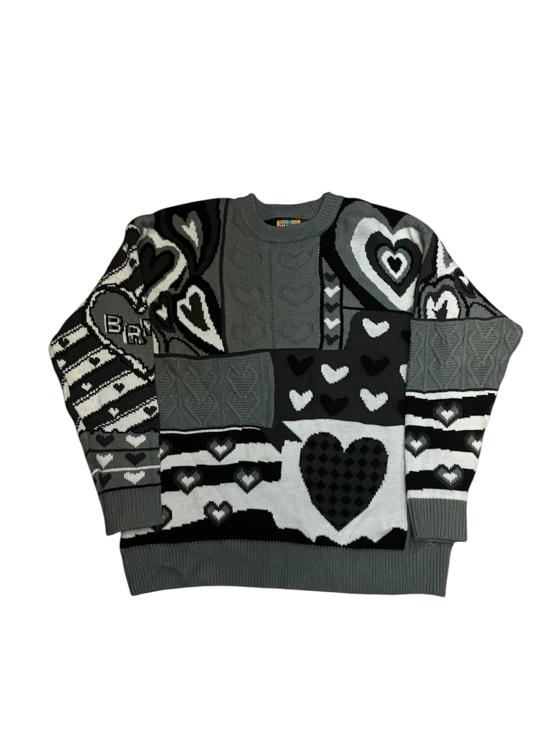 YWFG 빈티지 하트 패치워크 니트 그레이 #csz2622 상품이미지3