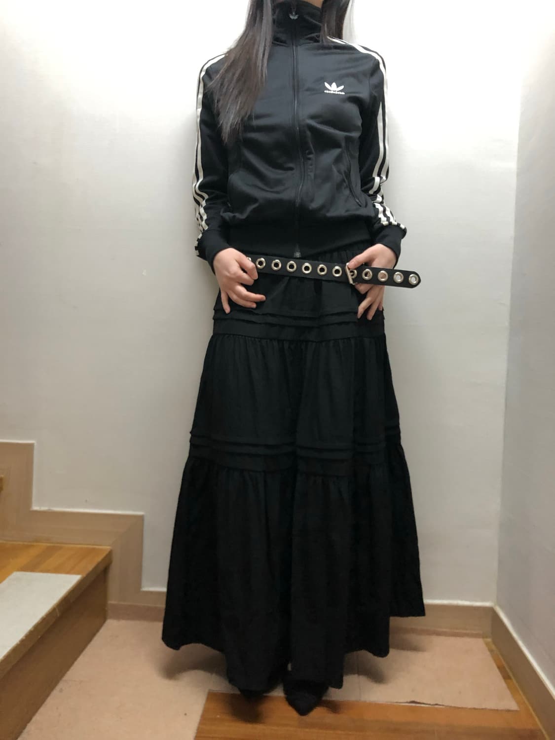 빈티지 블랙 프릴 롱 스커트 상품이미지6