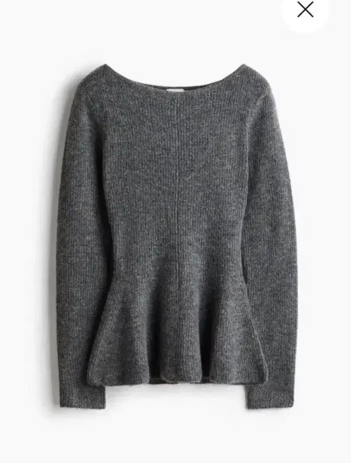 H&m 리브 니트 페플럼 탑 그레이 상품이미지1
