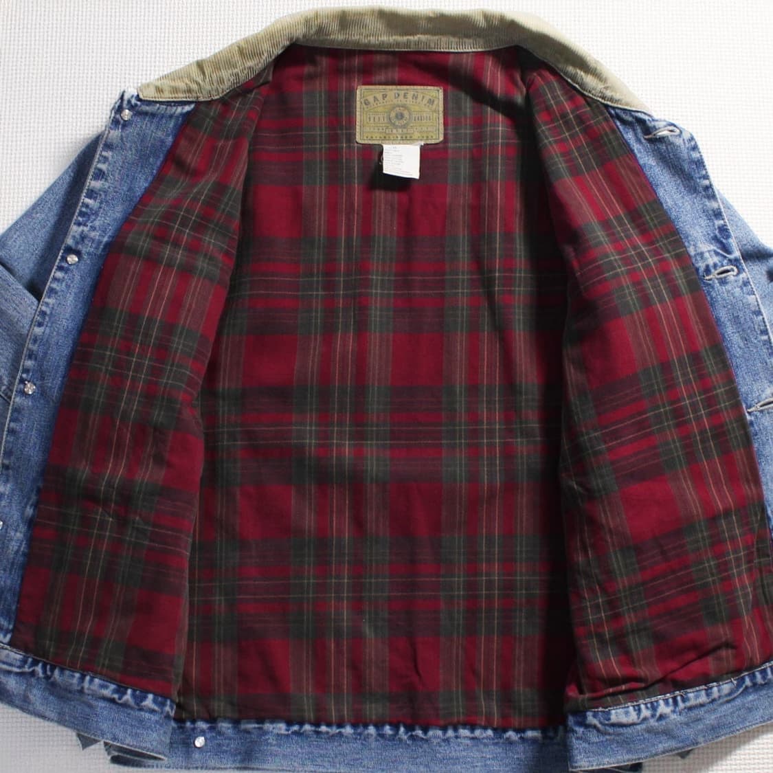 90‘s GAP 갭 코듀로이 카라 체크 트러커 자켓  상품이미지3