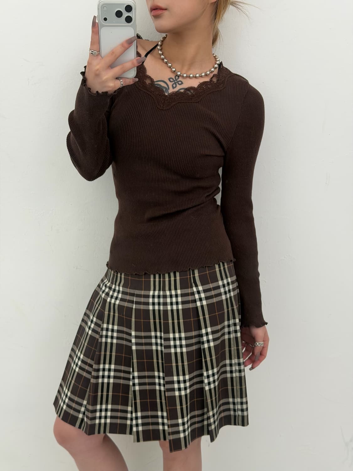 브라운 레이스 긴팔티  상품이미지2