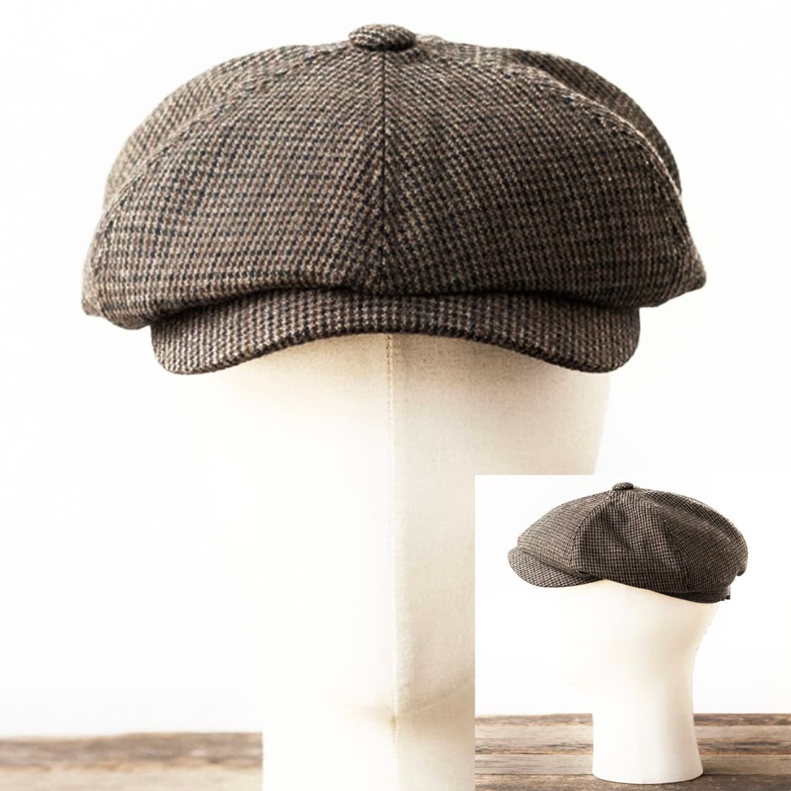 (F)와일드브릭스 하운드투스 체크 뉴스보이캡 헌팅캡 브라운 상품이미지10