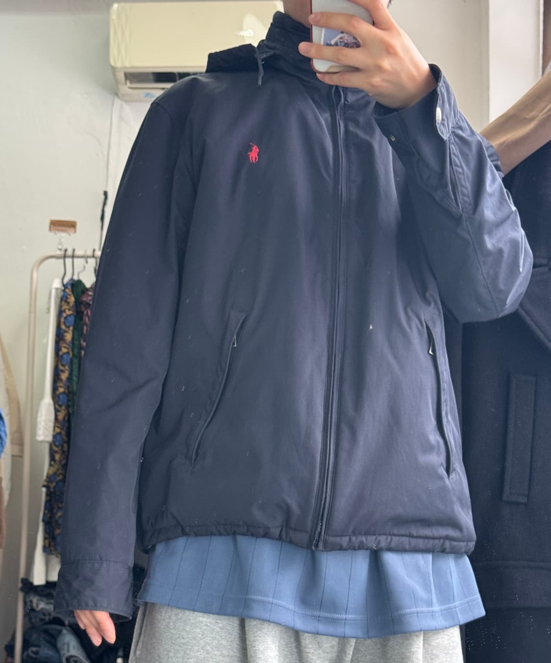 폴로랄프로렌 폴리쉘 네이버 레드포니 후드 바람막이 자켓 L 상품이미지3