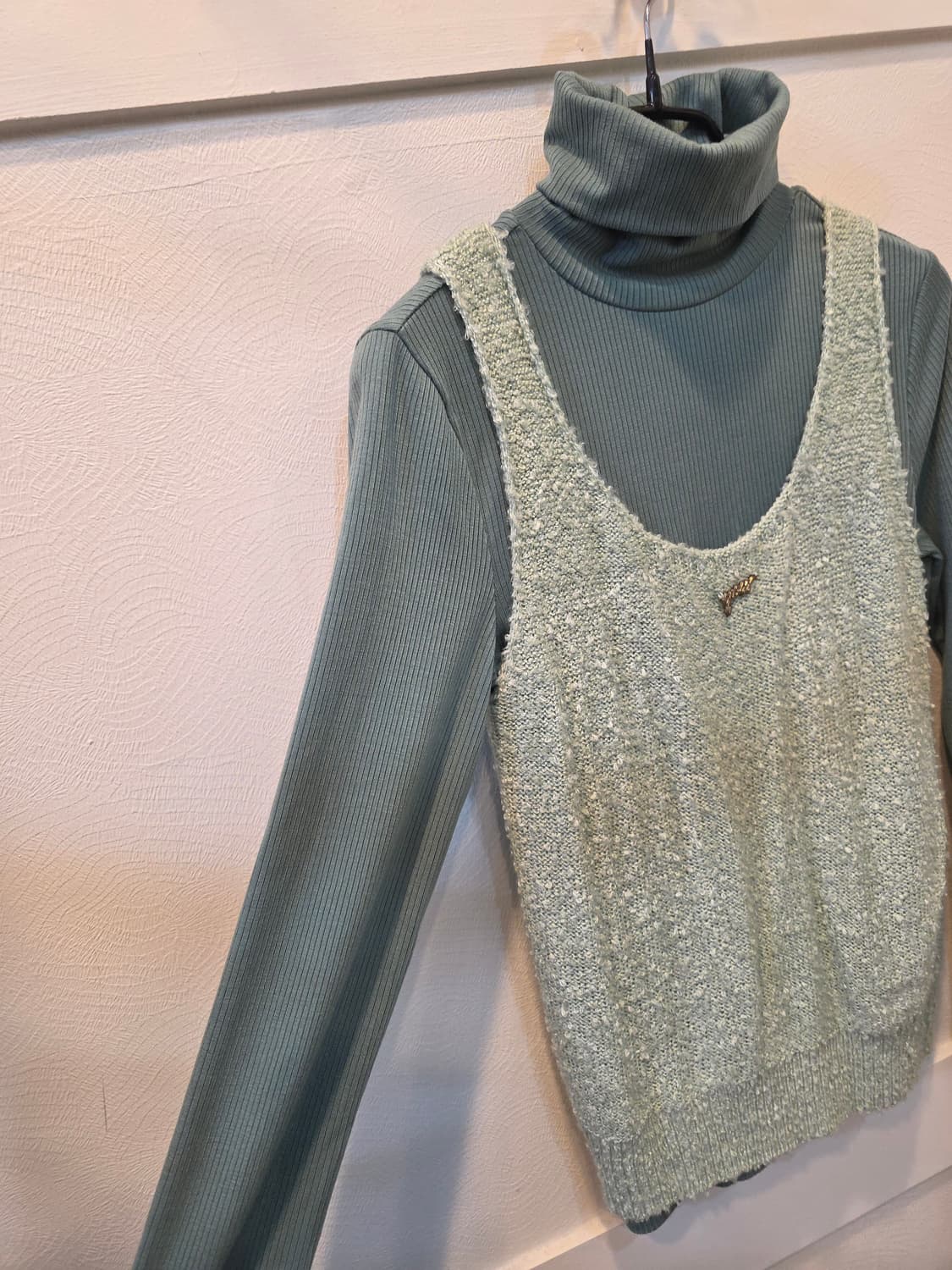 Guess 골지 목폴라 니트 민트 세트 상품이미지3