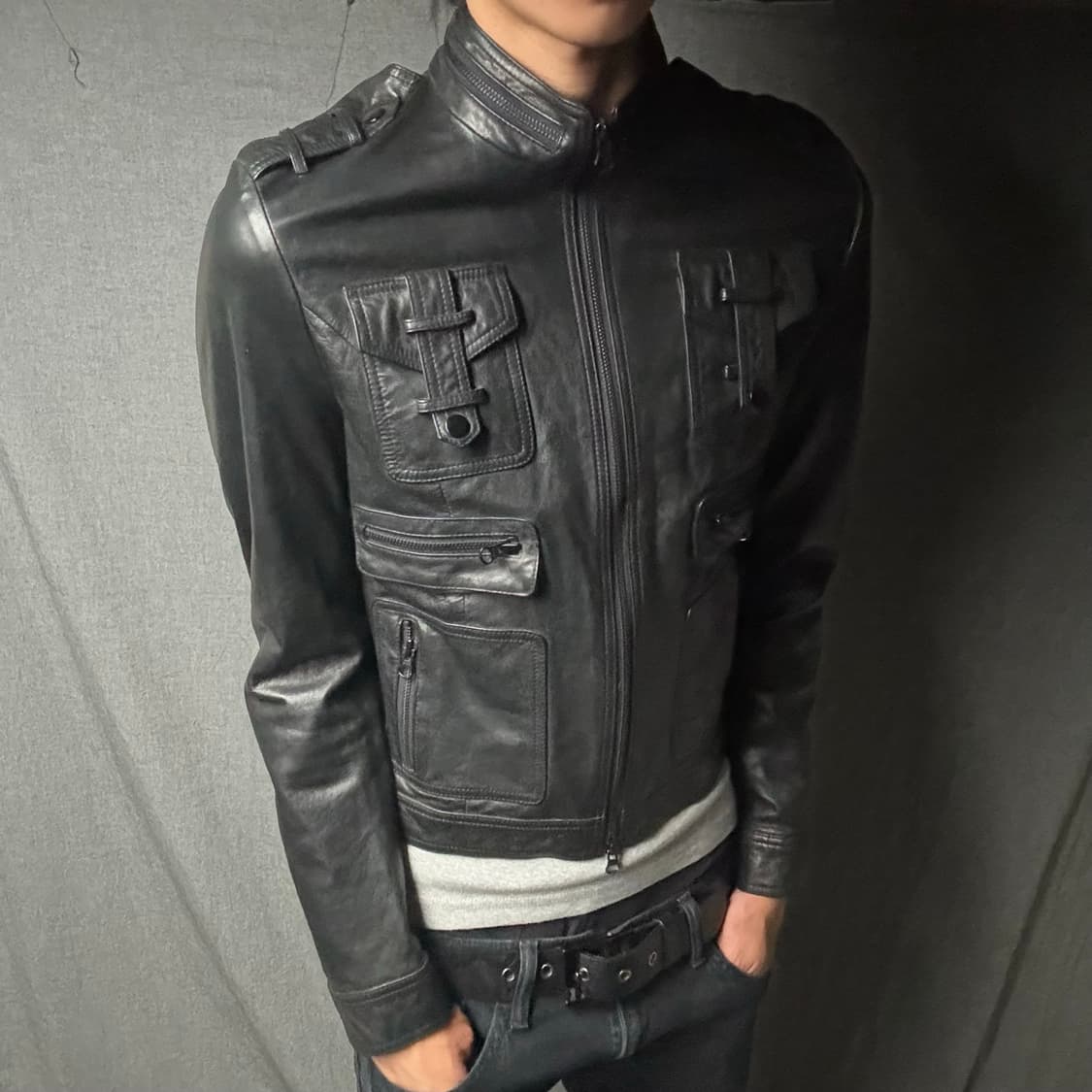 lamb skin pocket leather jacket 상품이미지3