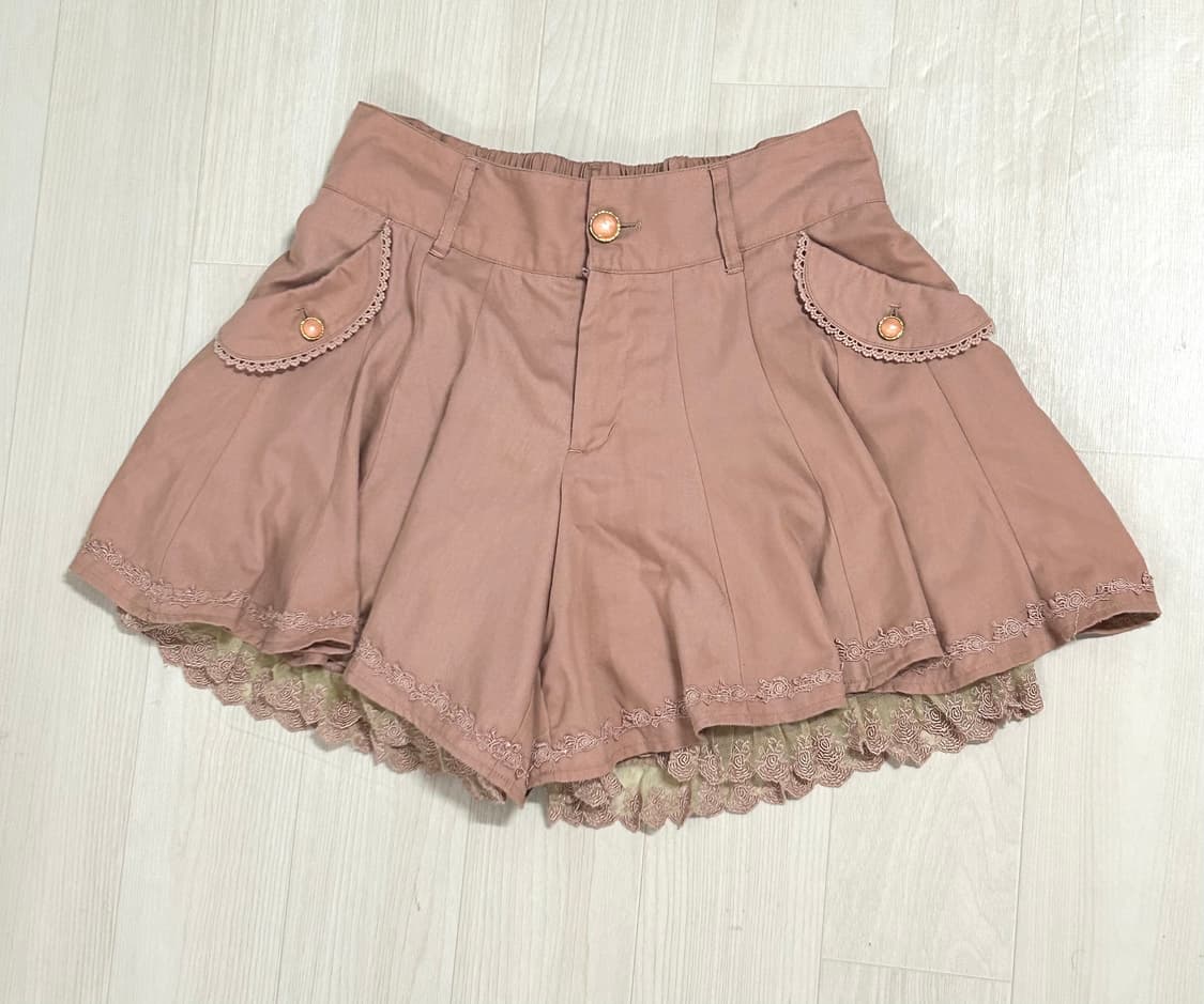 엑시즈팜 핑크 레이스 큐롯팬츠 히메 라떼갸루  상품이미지1