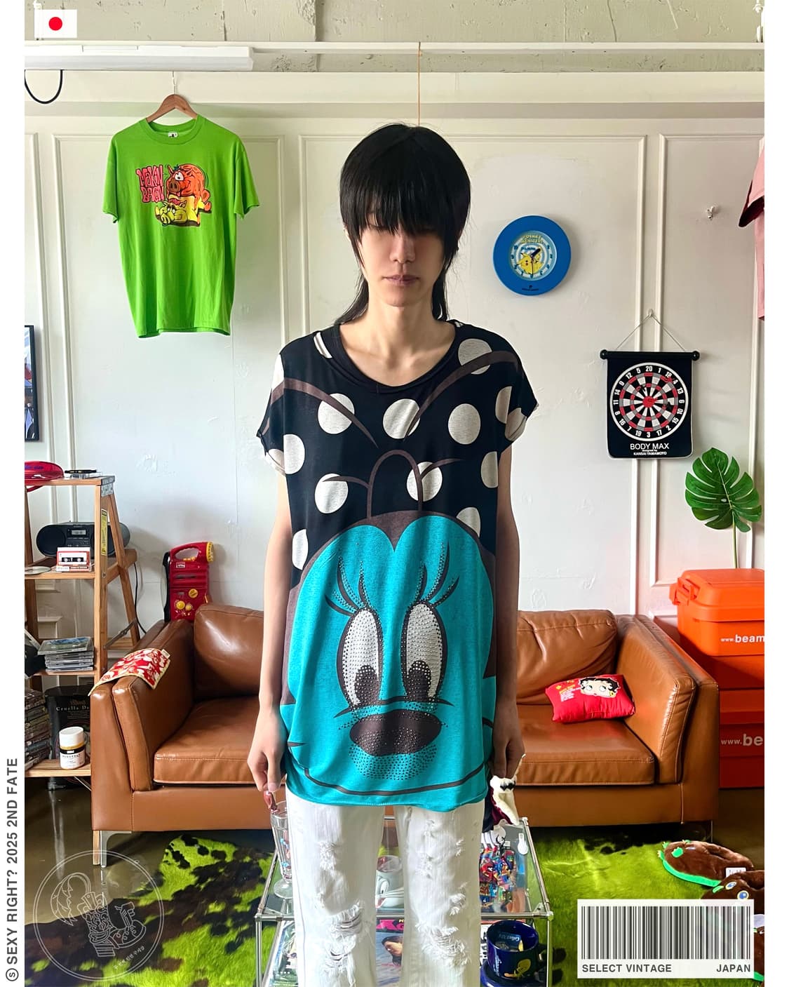 JPN Vintage Mini Mouse Face Dolman Top 상품이미지1