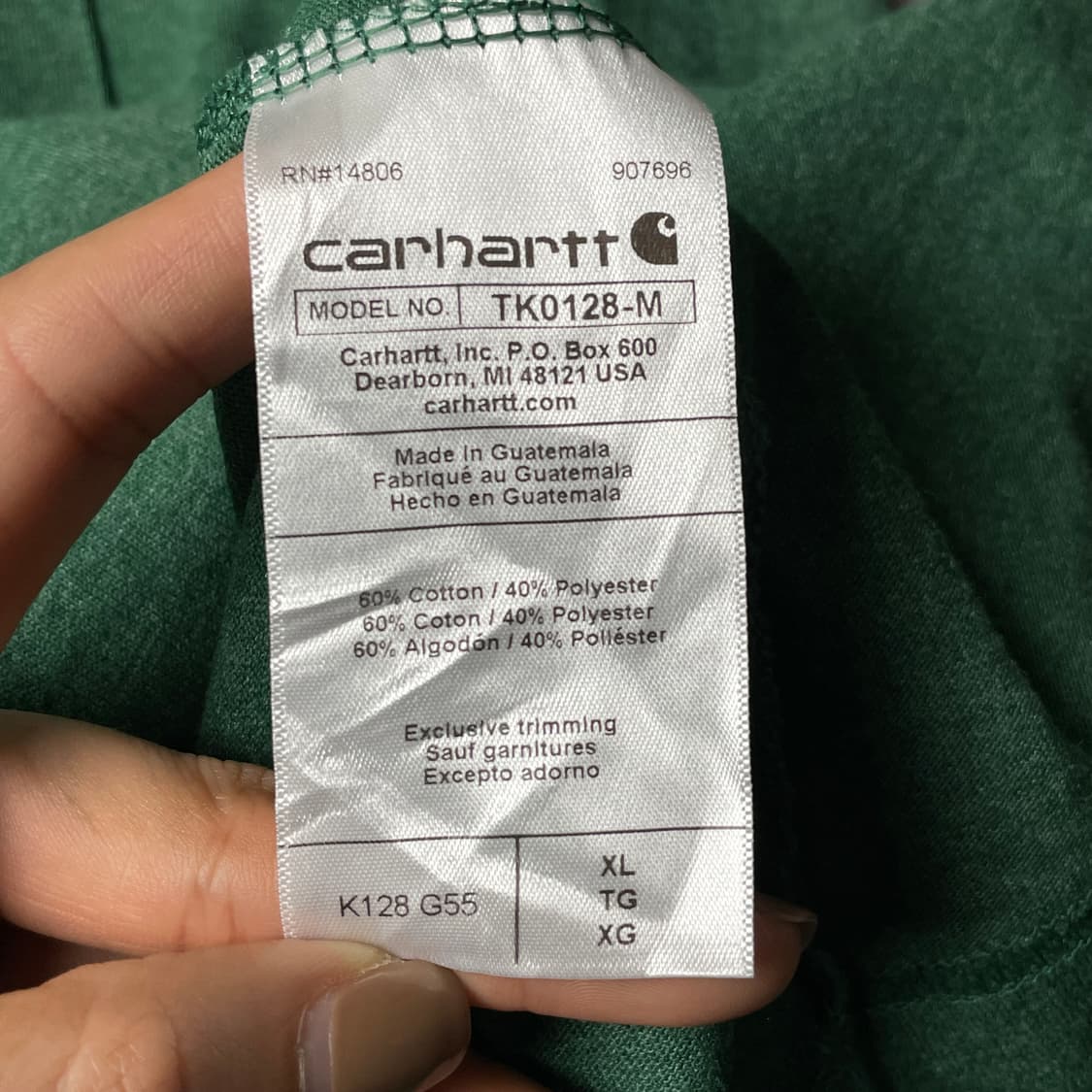 CARHARTT 칼하트 K128 그린 헨리넥 긴팔 티셔츠 A00952 상품이미지10