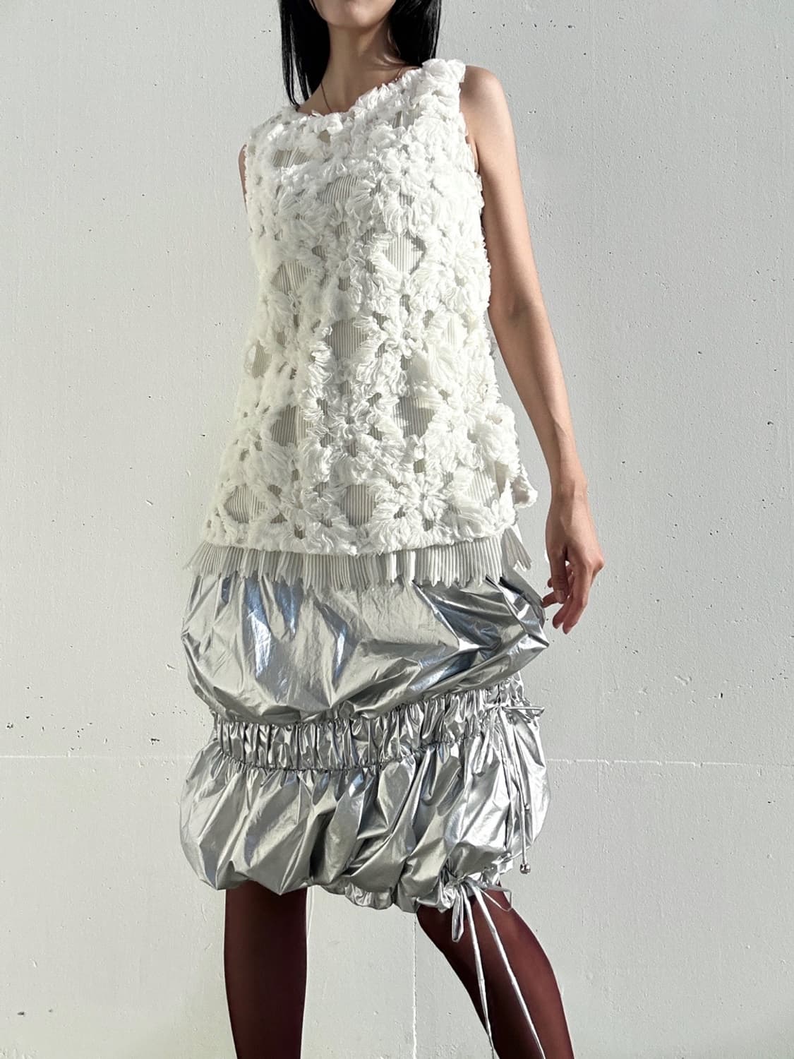 UNKNOWN BLUE tulip strip skirt / silver 상품이미지6